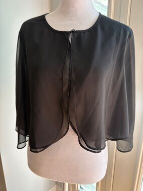 Coldwater Creek Black Sheer Capelet Blouse